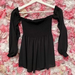 Express Smocked Off Shoulder Top Sz XS